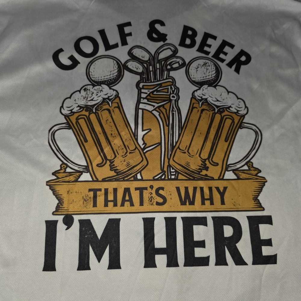 Golf Polo GOLF & BEER THATS WHY I'M HERE Graphic Print Size XL Men's